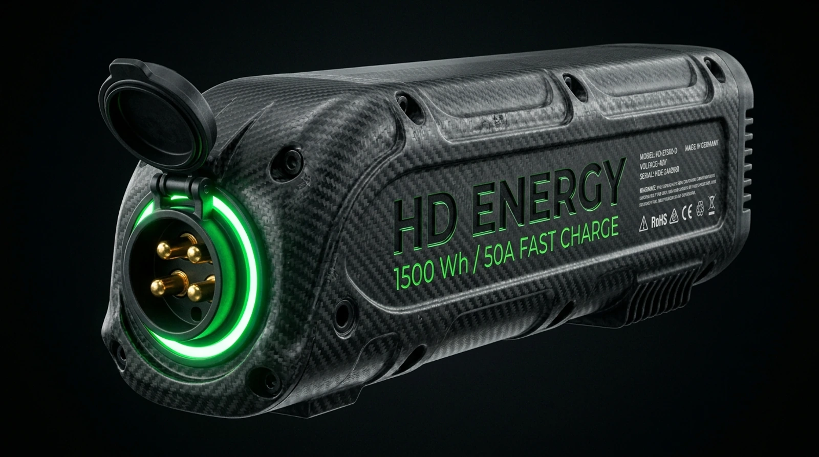 HD Energy innovative 1500 Wh battery and 50A charge port